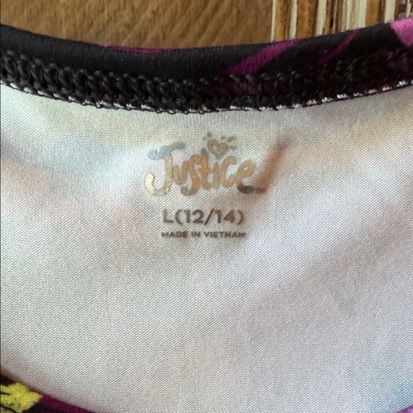 Justice Gray Tee and sports bra set with Colorful Floral Design - Picture 4 of 7